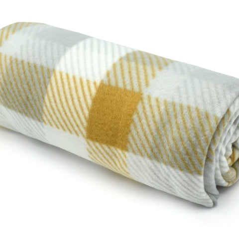 Velosso Check Polar Fleece Blanket Ochre