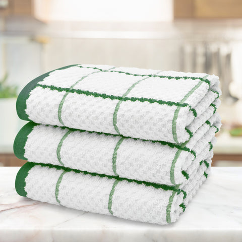 Kitchen Trends Woven Emerald Checked Tea Towel