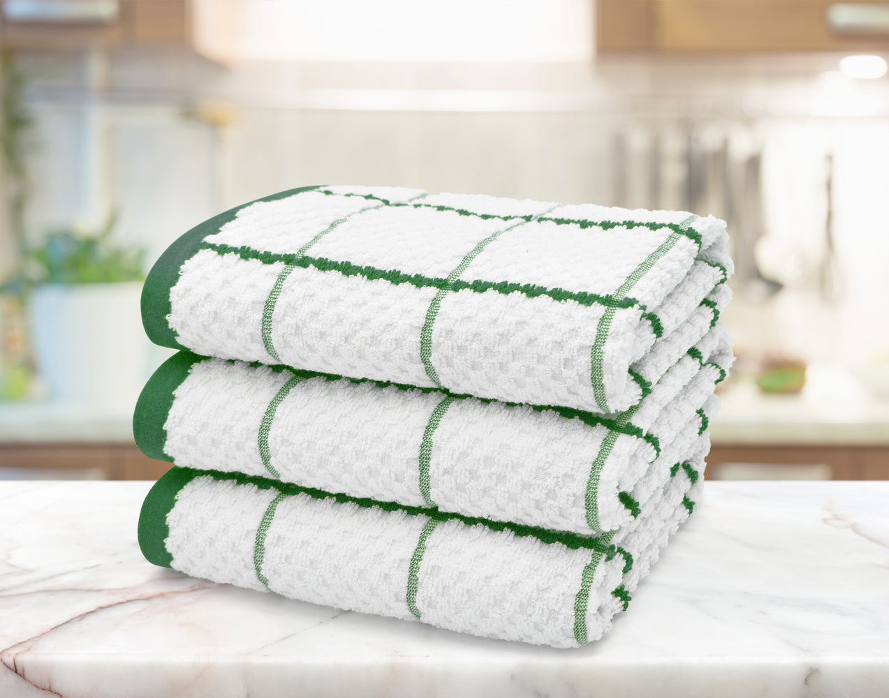 Kitchen Trends Woven Emerald Checked Tea Towel