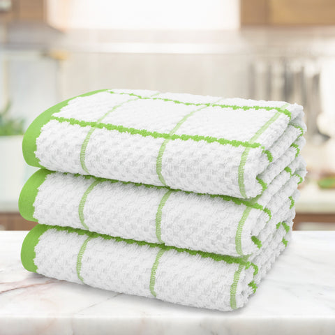 Kitchen Trends Woven Lime Checked Tea Towel