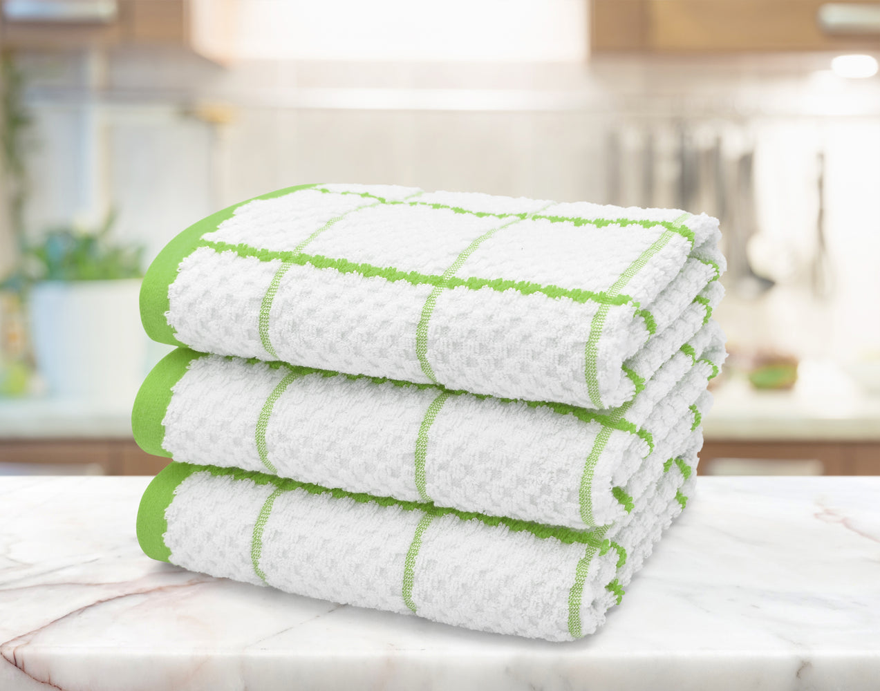 Kitchen Trends Woven Lime Checked Tea Towel