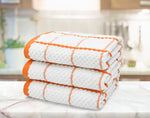 Kitchen Trends Woven Orange Checked Tea Towel