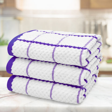 Kitchen Trends Woven Purple Checked Tea Towel