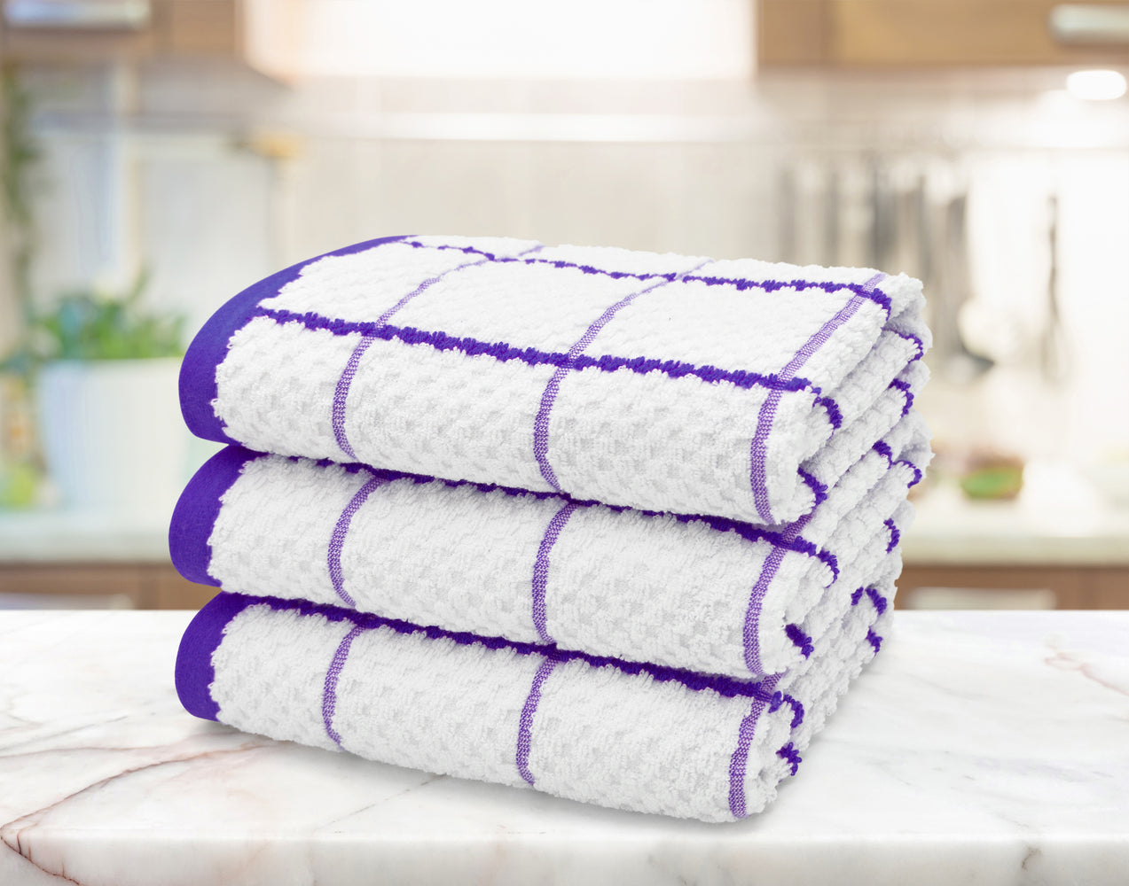 Kitchen Trends Woven Purple Checked Tea Towel