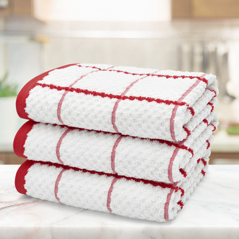 Kitchen Trends Woven Red Checked Tea Towel