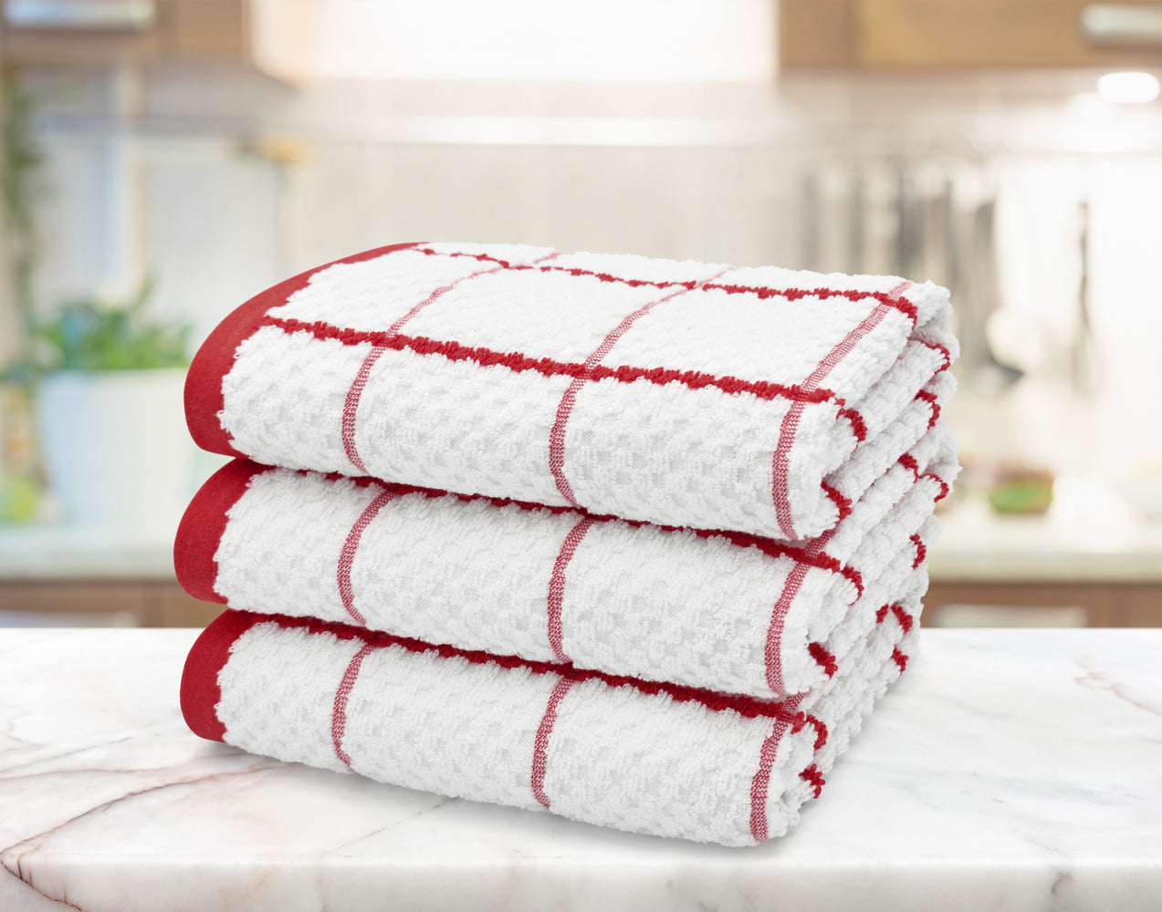 Kitchen Trends Woven Red Checked Tea Towel