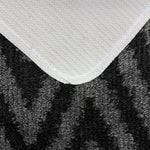 Velosso Chevron Stripe Non Slip Bath Mat Set - Charcoal