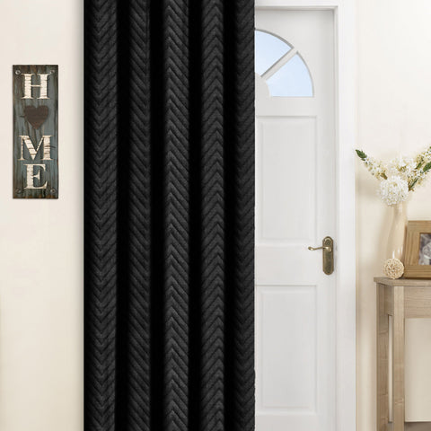 Velosso Chevron Black Eyelet Thermal Door Curtain