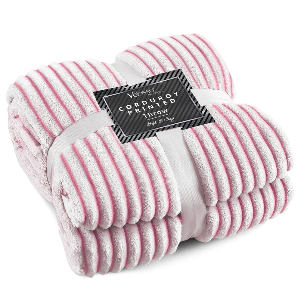 Velosso Corduroy Plush Printed Pink Blanket