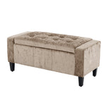 Home Republic Crushed Velvet Mink Ottoman Storage Bench