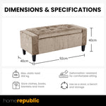 Home Republic Crushed Velvet Mink Ottoman Storage Bench