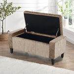 Home Republic Crushed Velvet Mink Ottoman Storage Bench