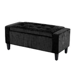 Home Republic Crushed Velvet Black Ottoman Storage Bench