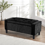 Home Republic Crushed Velvet Black Ottoman Storage Bench