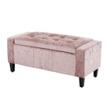 Home Republic Crushed Velvet Blush Pink Ottoman Storage Bench