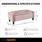 Home Republic Crushed Velvet Blush Pink Ottoman Storage Bench