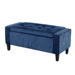 Home Republic Crushed Velvet Blue Ottoman Storage Bench