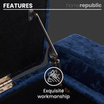 Home Republic Crushed Velvet Blue Ottoman Storage Bench