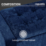 Home Republic Crushed Velvet Blue Ottoman Storage Bench