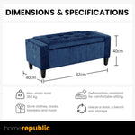 Home Republic Crushed Velvet Blue Ottoman Storage Bench