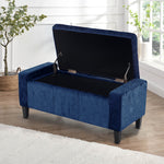Home Republic Crushed Velvet Blue Ottoman Storage Bench