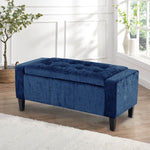 Home Republic Crushed Velvet Blue Ottoman Storage Bench