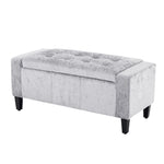 Home Republic Crushed Velvet Silver Ottoman Storage Bench