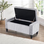 Home Republic Crushed Velvet Silver Ottoman Storage Bench
