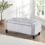 Home Republic Crushed Velvet Silver Ottoman Storage Bench