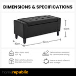 Home Republic Faux Leather Black Ottoman Storage Bench