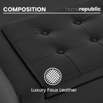 Home Republic Faux Leather Black Ottoman Storage Bench