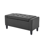 Home Republic Faux Leather Grey Ottoman Storage Bench