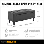 Home Republic Faux Leather Grey Ottoman Storage Bench