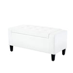 Home Republic Faux Leather White Ottoman Storage Bench