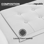 Home Republic Faux Leather White Ottoman Storage Bench