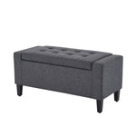 Home Republic Luna Velvet Grey Ottoman Storage Bench