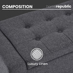 Home Republic Luna Velvet Grey Ottoman Storage Bench