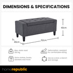 Home Republic Luna Velvet Grey Ottoman Storage Bench