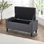 Home Republic Luna Velvet Grey Ottoman Storage Bench