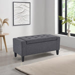 Home Republic Luna Velvet Grey Ottoman Storage Bench