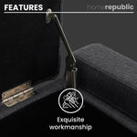 Home Republic Luna Velvet Grey Ottoman Storage Bench