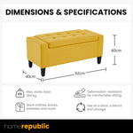 Home Republic Linen Ochre Ottoman Storage Bench