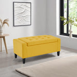 Home Republic Linen Ochre Ottoman Storage Bench