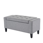 Home Republic Linen Grey Ottoman Storage Bench