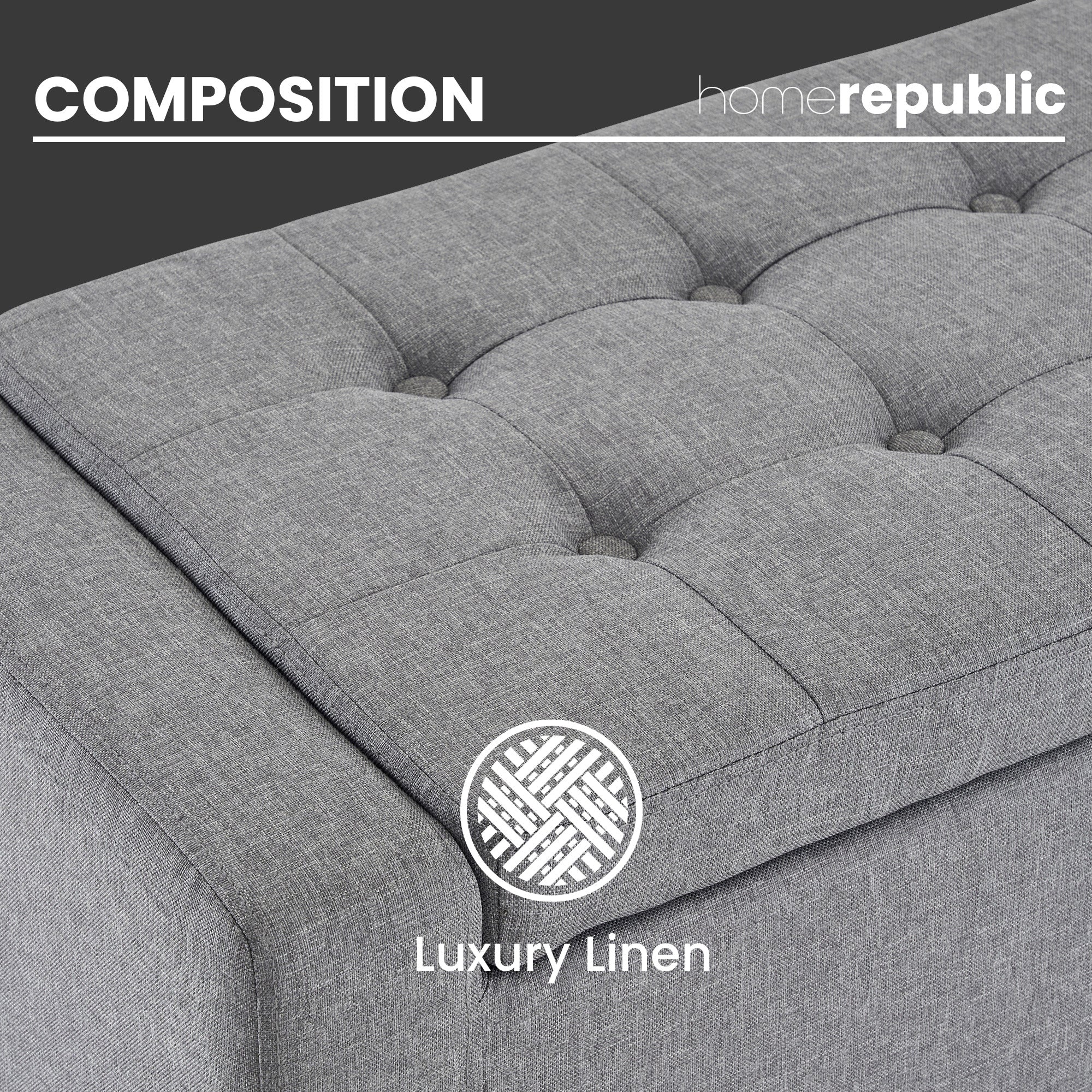 Large Grey Faux Linen Storage Box | Linens Online