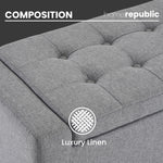 Home Republic Linen Grey Ottoman Storage Bench