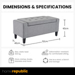 Home Republic Linen Grey Ottoman Storage Bench
