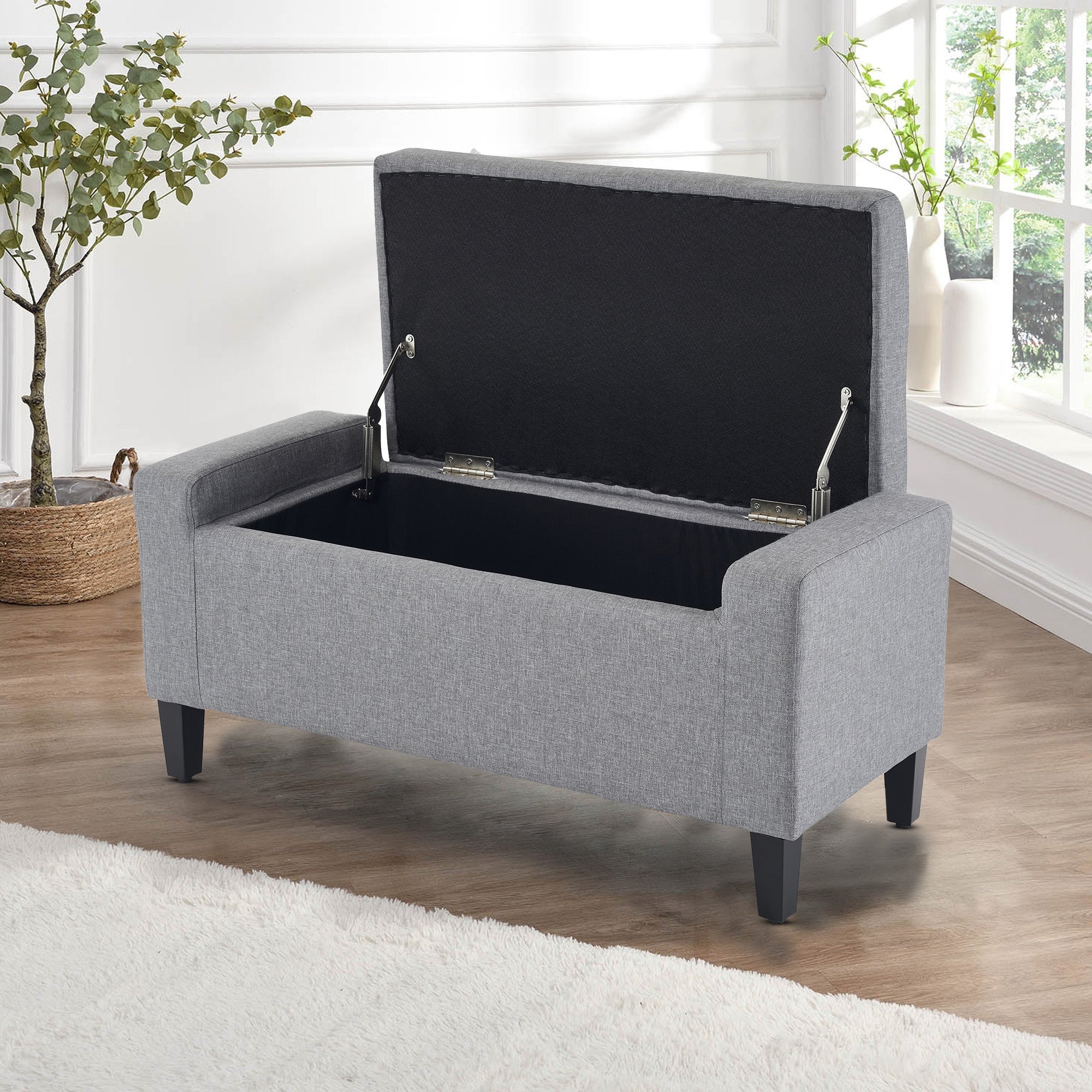 Large Grey Faux Linen Storage Box | Linens Online