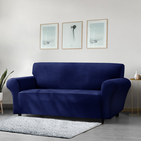 Home Republic Mink Velvet Navy Luxury Stretch Sofa Slip Cover