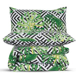 Velosso Ethnic Aztec Monochrome Tropical Leaves Duvet Cover & Pillowcase Set